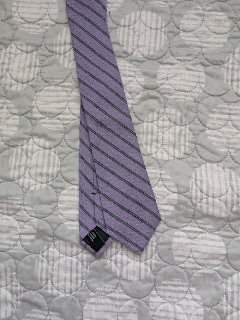 Lauren Ralph Lauren Light Purple Men`s Tie Linen Silk Hand Made